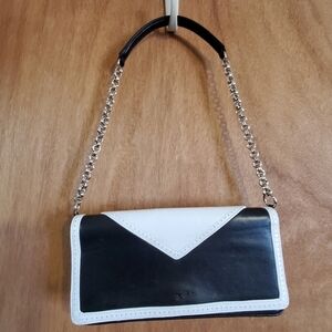 Casual Corner genuine leather  handbag. Retro. Shoulder bag. black and white